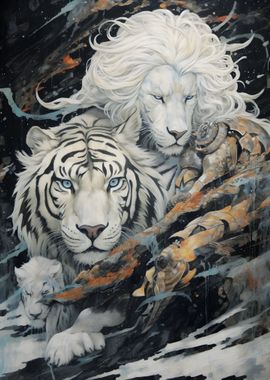 Girl With White Tiger Art