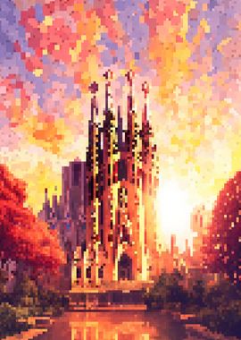 Sagrada Familia pixel art