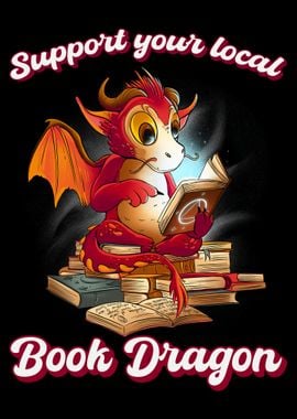 Funny Dragon Book Lover