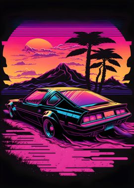 Retro Car by Sunset