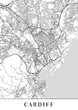 Cardiff White Map