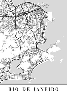 Rio De Janeiro White Map