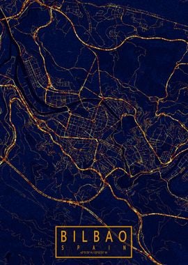 Bilbao Map City At Night