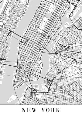 New York White Map