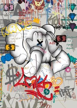 Kaws graffiti style' Poster, picture, metal print, paint by Biopic