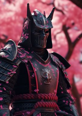 Samurai In Sakura Forest