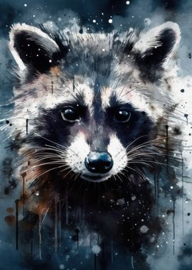 Raccoon Beauty Watercolor