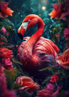 Flamingo in the jungle