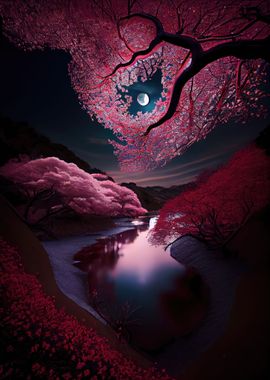 Cherry blossom at night