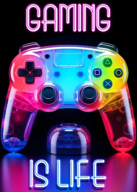 Neon Gaming Poster' Poster, picture, metal print, paint by GoodLifeImages