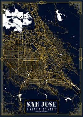 San Jose City Map Gold