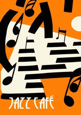 Orange Jazz Cafe Poster