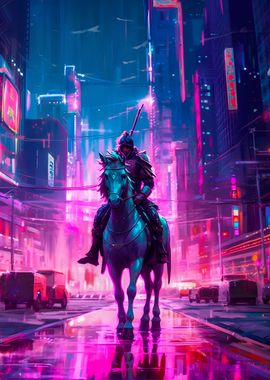 Cyberpunk samurai Horse