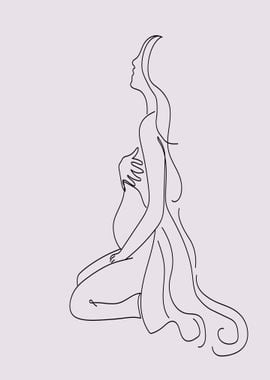 One Line Art Woman