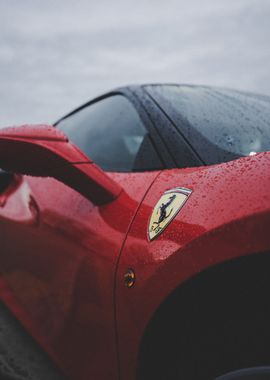 Wet Red Ferrari F8 detail