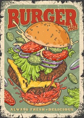 Beef Burger Menu Vintage