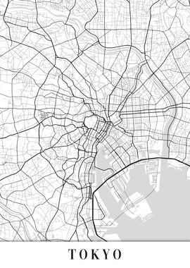 Tokyo White Map