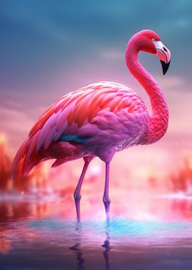 Flamingo By The Lake