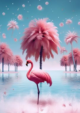 Flamingo By The Lake