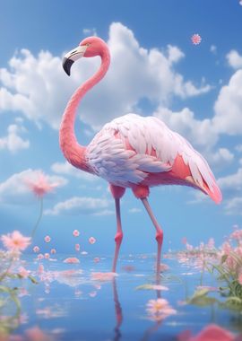 Mountan Landscape Flamingo