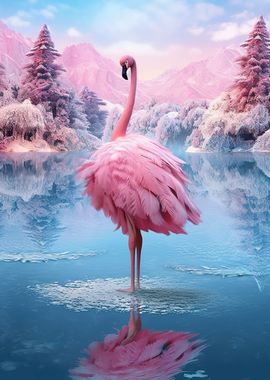 Mountan Landscape Flamingo