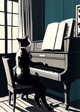 Cat Playing Piano