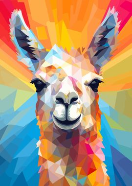 Cute Llama Abstract Art