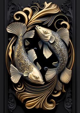 Silver Gold Koi Fish