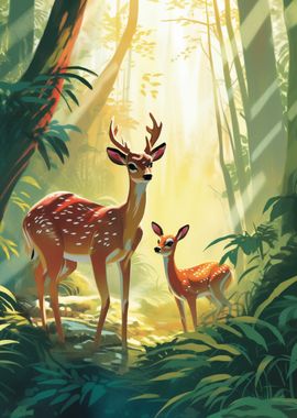 Deer Animals in Forest