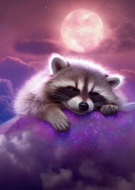 Sleepy raccoon' Sticker