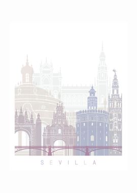 Seville skyline pastel