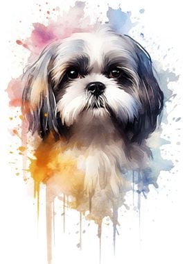 Shih Tzu watercolor