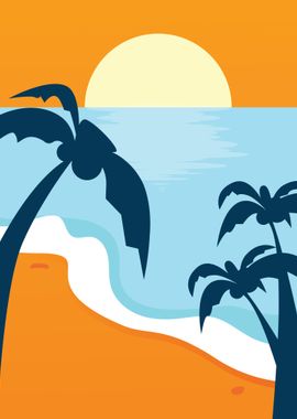 Sunset Retro Vector