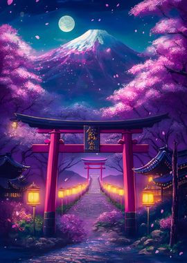 Spring night torii gate