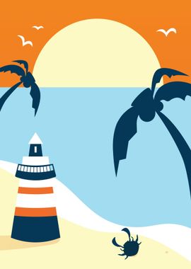 Sunset Retro Vector