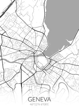 Geneva White Black Map