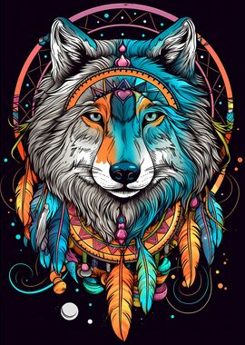 Dreamcatcher Mandala Wolf