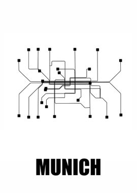 Munich White Subway Map