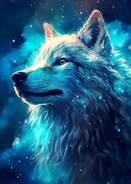 'Cosmic Wolf' Poster, picture, metal print, paint by PosterSuite | Displate