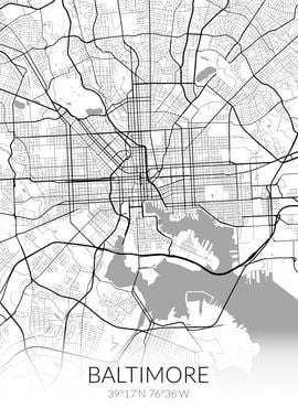 Baltimore White Black Map