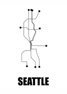 Seattle White Subway Map