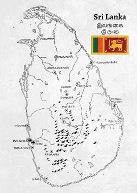 Handdrawn Sri Lanka Map