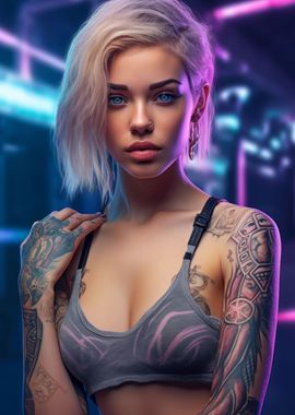 Hot Blonde Cyberpunk Girl