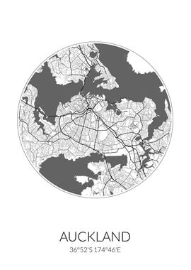 Auckland Circle Map White