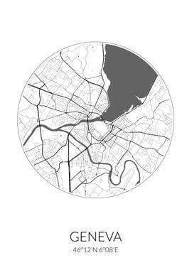 Geneva Circle Map White