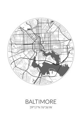 Baltimore Circle Map White