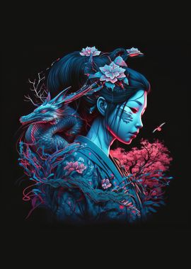 Geisha Dragon Neon