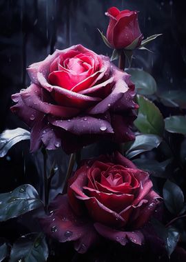 Darkened Red Roses