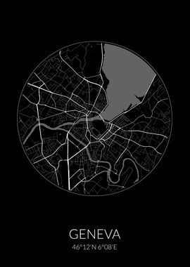 Geneva Circle Map Black