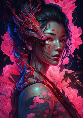 Geisha Dragon Neon